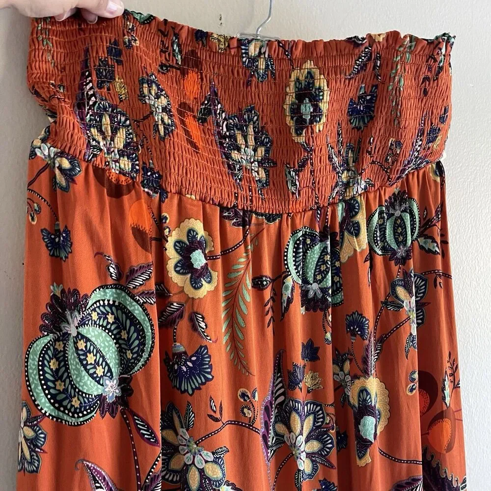 NWT Maeve Multicolor Maxi Dress XL Sleeveless Floral Smocked Cross Back - Picture 6 of 13
